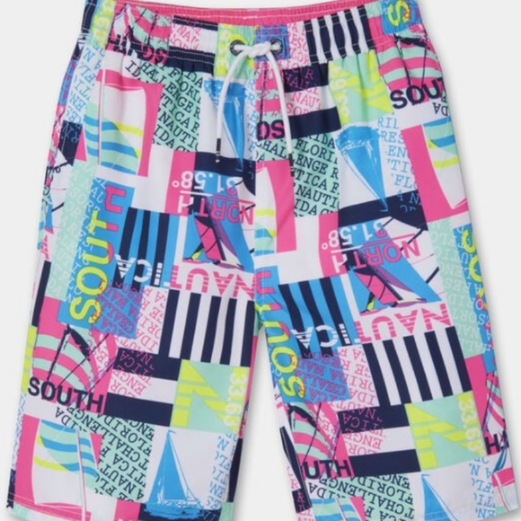 Nautica Boys Dane Mixed Print Swim Shorts - Picture 1 of 4